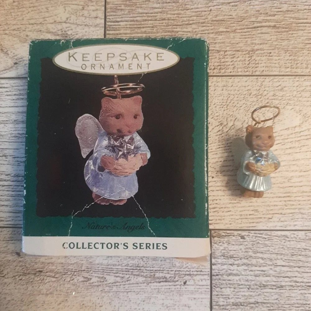 93 Mini Natures Angels Cat Ornament Hallmark Miniature Kitten #4 in Series Boxed